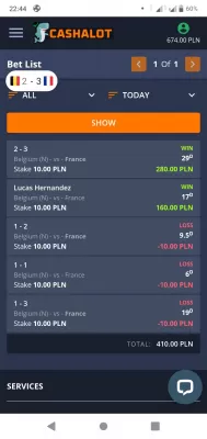 How to bet on football and always win? : Sports bet won on exact final score and one scoring player on a Nations League soccer match France-Belgium, with a winning multiplicator of 9